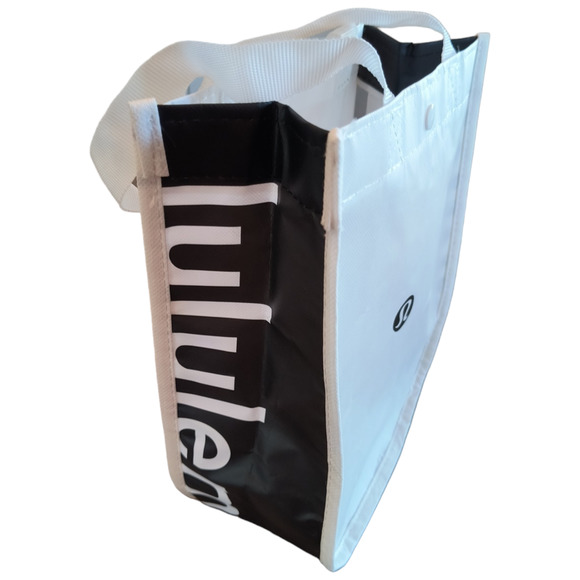 LULULEMON  Reusable Storage Bag  Medium Size Double Handle Snap close White Logo - Picture 8 of 13